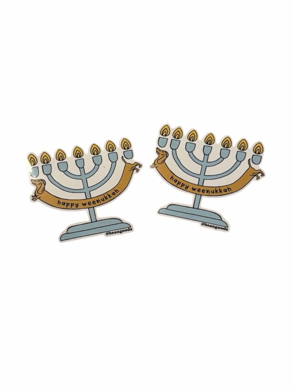 NWT Bean Goods Dachshund Happy Weenukah Menorah Sticker Set of 2